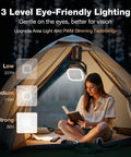 Powerful Portable Camping Fan With Adjustable Height Stand And 30000mAh Battery, Built In LED Light in tent at night