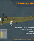 Illustration of OV-1 Mohawk military aircraft with specifications, part of 1/144 OV-1 Mohawk Military Aircraft Model Kit.