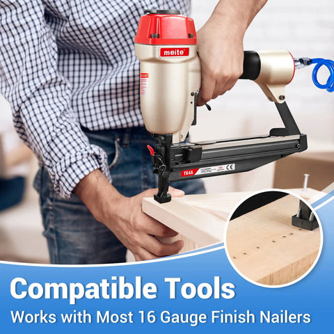 No Sweat Installation 16 Gauge 2.5 Inch Galvanized Finish Nails 500 Pack Straight T Head woodworking fasteners used with nail gun.