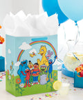 Sesame Street Large Gift Bag With Tissue Paper Featuring Big Bird Elmo Grover Cookie Monster And Friends For Birthdays Christmas