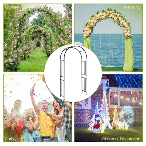 Sturdy Metal Garden Arch For Outdoor Entry And Wedding Backdrop Seven Point Two Foot Arbor For Climbing Plants Flowers And Vines