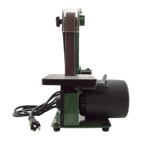 Mini 1x30 Belt Sander For Woodworking With 3400 RPM 360W 120V 3A Motor 5x5 Inch Table Tilt 0 To 45 Degrees One And Three Quarters Inch Vacuum Port Green Finish Lightweight Handheld Belt Sander For Detail Sanding And Finishing For DIYers