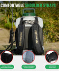 3 Gallon Backpack Sprayer Battery Powered With 18V Compatibility Translucent Tank Seven Nozzles And Adjustable Pressure rear view