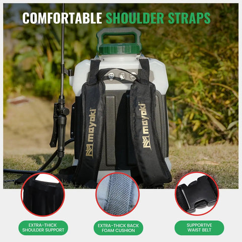 3 Gallon Backpack Sprayer Battery Powered With 18V Compatibility Translucent Tank Seven Nozzles And Adjustable Pressure rear view