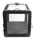 Front view of Pet Nebulizer Therapy Cage For Oxygen And Nebulization All In One Dual Port Vet Care Crate with transparent sides.