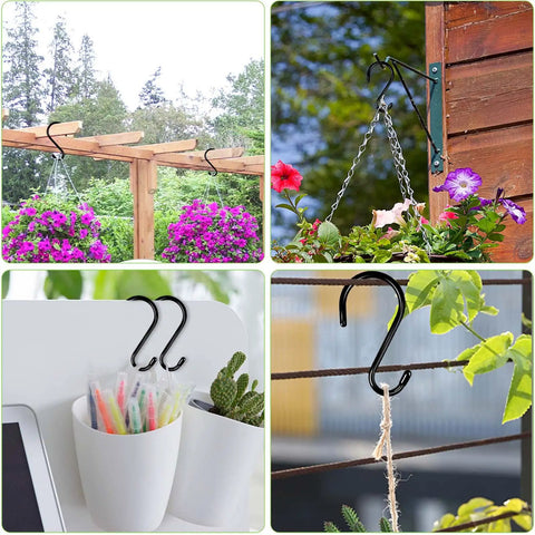 12 Pack 6 Inch Heavy Duty S Hooks Vinyl Coated Non Slip Metal Hooks For Hanging Plants And More 7mm Thick Black Durable Closet Organizer