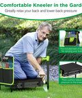 Senior using 10.8 Inch Wide Garden Kneeler And Seat With Heavy Duty Foldable Stool Tool Belt Pouch Thickened Kneeling Pad in garden