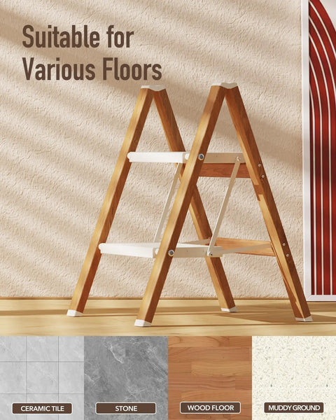 2 Step Stool Foldable Aluminum Ladder, Ultra Lightweight And Space Saving, Compact Portable Step Ladder For Home, Kitchen, Garage, And High Shelves Indoors, suitable for various floors