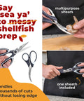 Everyday Kitchen Workhorse All Purpose Kitchen Shears And Seafood Scissors Set With Lifetime Replacement Warranty: multipurpose shears and one sheath