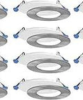 Sleek 4 Inch IC Rated Dimmable Recessed LED Light Kit, 12W 900 Lumens, 3000K Warm White, with Brushed Nickel Trim, 12 Pack