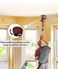 Man using Powerful 750W Drywall Sander With 12 Discs, Variable Speed 800-1750 RPM, LED Light, Long Hose, Dust Bag, Easy Grip Handle
