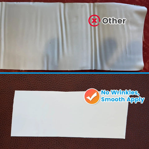 Comparative image showing wrinkled vs. smooth application of RV Roof Sealant Tape 4 Inch By 50 Foot White Weatherproof Self Adhering Repair Tape.