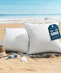 Outdoor Pillow Inserts 18x18 Inch Waterproof Striped With Reinforced Piping Pack Of 2 on a beach with water splashing on them.