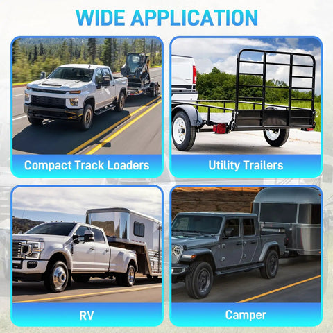 Multiple vehicles using 7 Way Blade And 4 Way Flat Trailer Wiring Harness Connector Kit with Mounting Bracket for towing