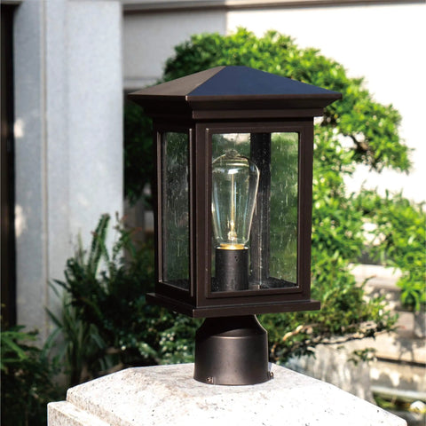 Outdoor Post Light Built To Last Weatherproof Lantern With Oil Rubbed Bronze Finish Tempered Seeded Glass Durable Aluminum Build