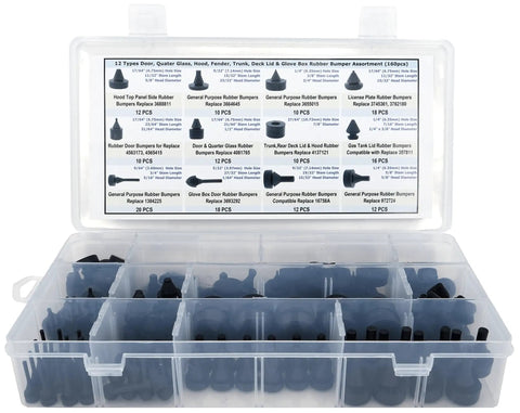 160 Piece Black Automotive Rubber Bumper Assortment Kit For GM Ford Chrysler Cars Trucks Replacement 20030 8210