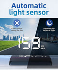 Clear Car Projection Display With Real Time Satellite Speed Tracking And Adjustable Brightness For Safer Driving No Fuss Global Unit Swap Low Lag HUD On Dash Or Windshield Easy Plug In And Readable Heads Up Display with automatic light sensor visible both day and night.