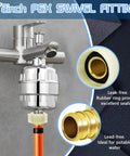 Six Pack PEX Swivel Adapters 1/2 Inch To 1/2 Inch Female NPT Brass Crimp Fittings For RV Plumbing PEX Faucet Connector Flexible Leak Free Pipe Connection Kit on faucet