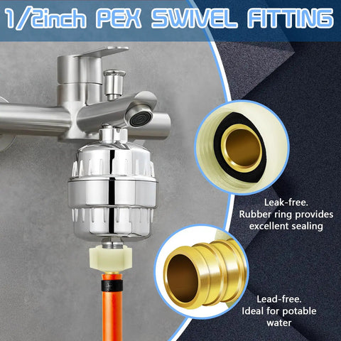 Six Pack PEX Swivel Adapters 1/2 Inch To 1/2 Inch Female NPT Brass Crimp Fittings For RV Plumbing PEX Faucet Connector Flexible Leak Free Pipe Connection Kit on faucet