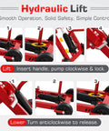 Hydraulic lift operation guide for Betisef 500 Lb Hydraulic Mower Lift Jack for Lawn Tractor with pump instructions.