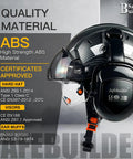 Tough Carbon Fiber ABS Safety Helmet with Integrated Clear and Tinted Goggles Plus Adjustable Noise-Canceling Ear Muffs for Top-Notch Head and Hearing Protection on Industrial Construction Sites ANSI Z89.1 Approved Adjustable Fit