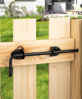 12 Inch Heavy Duty Tough As Nails Gate Drop Rod And Cane Bolt Set with Ground Latch on Wooden Fence, Durable Black Finish