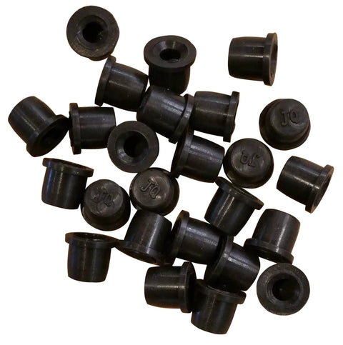 25 Pack Brake Bleeder Screw Caps And Grease Zerk Dust Covers, rubber caps, black, scattered view