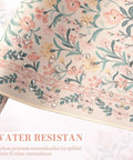 Close-up of Pink Floral Desk Pad For Aesthetic Office Setup, XXL Large Mouse Pad with Water Resistant Surface and Stitched Edges