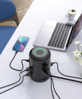 Laptop and phone charging on 12 Outlets Power Strip Tower With 20W USB C PD Fast Charging, 2 USB C Ports And 3 USB A Ports