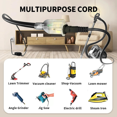 Heavy Duty 25 Foot Outdoor Extension Cord Built Tough For Real Outdoor Jobs 10 Gauge Waterproof Black With Lighted End