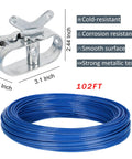 Heavy Duty Pool Cover Winch and Cable Kit for Above Ground Pools, 102 Ft Wire and Winch, durable metal coil and hardware, blue
