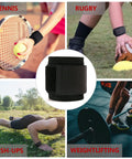 2 Pack Wrist Wraps For Carpal Tunnel Relief And Pain Prevention shown in use during tennis, rugby, push-ups, weightlifting