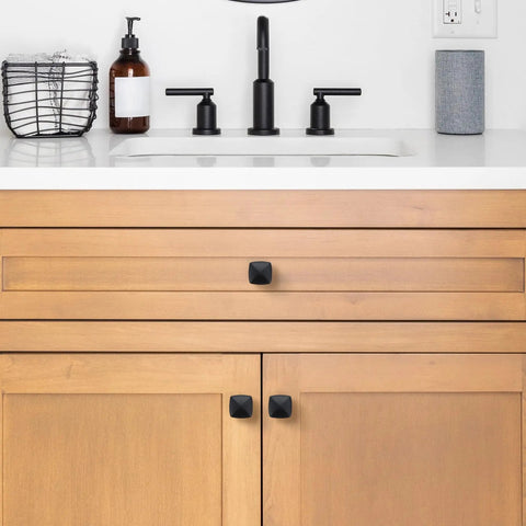 10 Pack Black Square Cabinet Knobs For Cabinets And Drawers One Hole Dope Rugged Heavy Duty Metal Hardware on wooden cabinet
