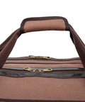 Built To Rock 48 Inch Drum Hardware Battle Bag Vintage Water Resistant Duffle top view showcasing handles and brass zippers
