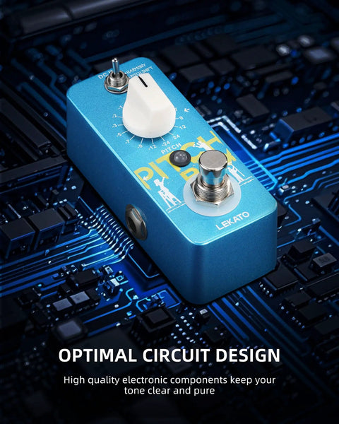 Mini Pitch Shifter Pedal With Harmony, Detune And Pitch Shift Modes For Electric Guitar And Bass on circuit board background