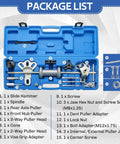 9-Way Slide Hammer Puller Set, 19-Piece Wheel Hub Bearing Remover And Dent Shaft Gear Puller Tool Kit With Portable Case contents