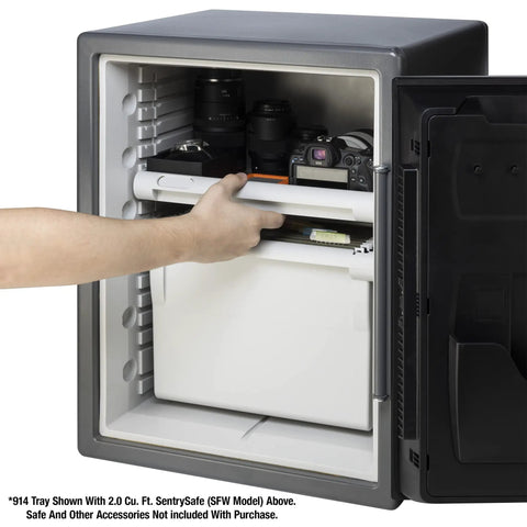 White Shelf Insert For SFW205 Fireproof And Waterproof Safes With A Multi Position Tray For Custom Organization And Easy Stash