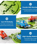 56 Piece Jigsaw Race Track Car Set For Toddlers And Kids Ages 2 3 4 5 6 Colorful City Theme Puzzle Tracks With Cars And Traffic Signs