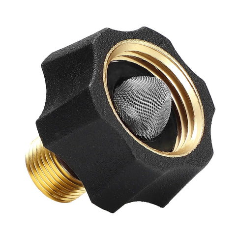 EZALOR water inlet fitting for pressure washer pump, 3/4 in female to 3/8 in male, black body with brass threads