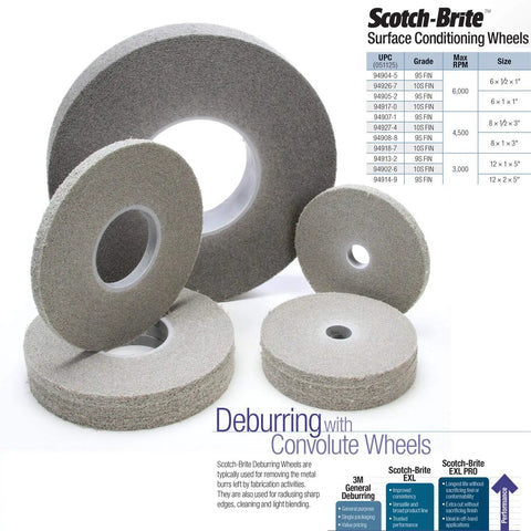 EXL PRO Deburring Wheel For Metal Finishing And Polishing, Unitized 6 In X 1 In X 1 In, Delivers 30 To 50 Percent Longer Life