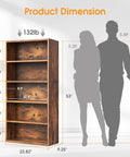 Straight Up Sturdy Five Tier Bookshelf Featuring Roomy Open Shelves For Prime Display And Zero Clutter Storage Plus High Quality Dope Living Room Decor Accents dimensions shown with height 53" and width 23.82".