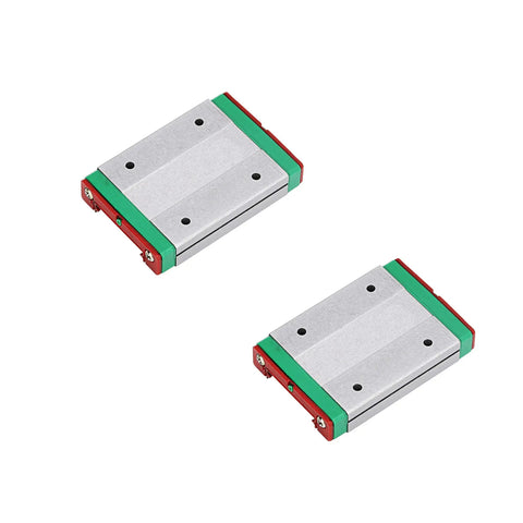 Two MGN12C sliders part of the MGN12 650mm Miniature Rail Guide Set With Two Guides And Two MGN12C Sliders for linear motion projects