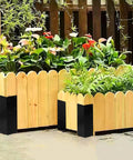 Wooden raised garden beds supported by Heavy Duty Raised Garden Bed Corner Brackets 12 Pack For 12 To 24 Inch Planters And Wood Beds