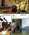All Terrain Survival Gear Kit With First Aid Supplies And Tactical Crossbody Bag For Camping Hiking And Bug Out Readiness Includes Tent Axe Folding Shovel Fire Starter Fishing Kit