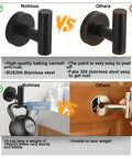 Comparison of Matte Black Stainless Steel Towel Coat Hook Wall Mounted Rock Solid 304 Stainless Steel Robe Hook against competitor