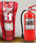 Large Fire Extinguisher Cover Pack Of 6 Heavy Duty Dustproof Scratch Resistant shown with red extinguisher