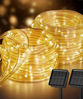2 Pack Solar Rope Lights 78Ft Total 200LED Warm White Outdoor String Lights IP65 Waterproof Solar Powered Fairy Lights