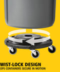 Dolly For Heavy Duty 20 To 55 Gallon Waste Cans With Easy Mobility And Secure Twist Lock Supports Up To 250 Pounds
