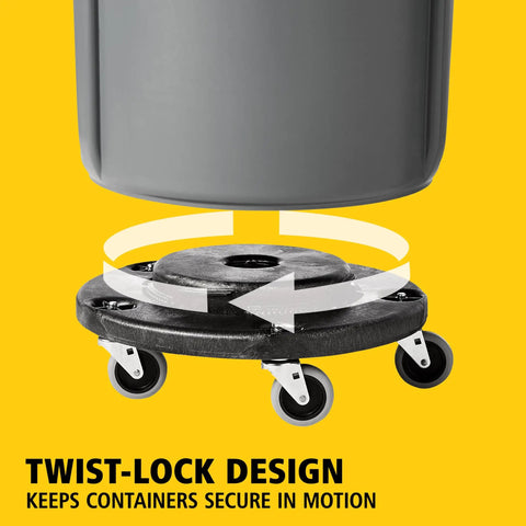 Dolly For Heavy Duty 20 To 55 Gallon Waste Cans With Easy Mobility And Secure Twist Lock Supports Up To 250 Pounds
