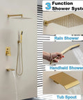 Wall Mounted Shower System With 10 Function High Pressure Handheld Shower Head And 10 Inch Rain Shower Head, Balance Valve And Trim Kit, Brushed Nickel Finish, Spa Grade Luxury Shower Experience